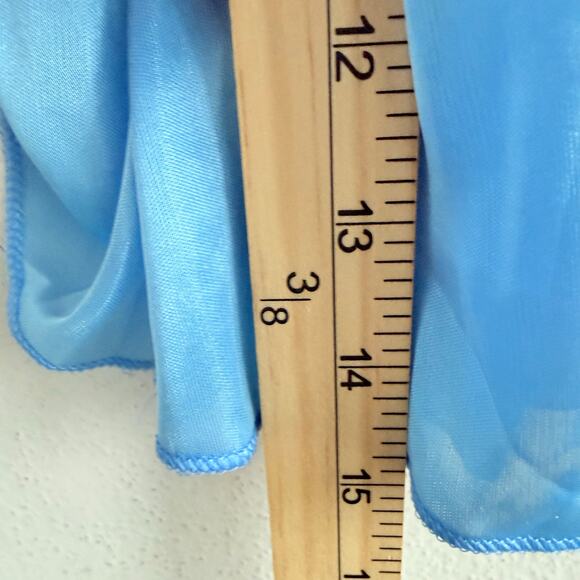 Satin Nightgown Long Lounge Dress Light Blue Rosette Ruffle Womens L Grandmacore - Picture 8 of 8